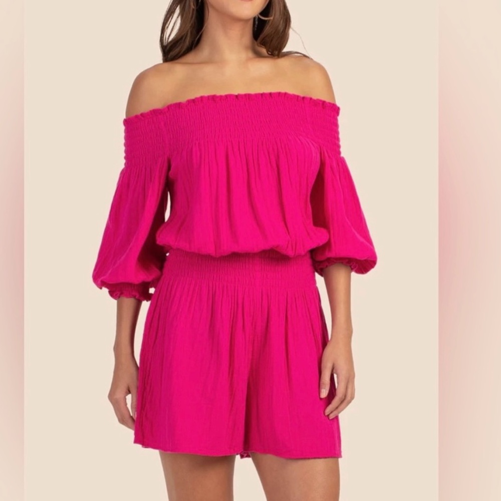 Trina Turk Out of Office Comfort Gauzy Romper Size XL Beach Coastal Resort-wear